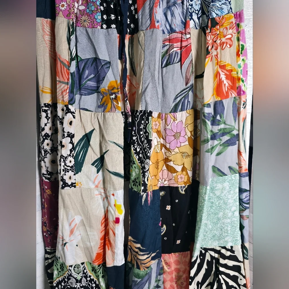 Jackpot Multicolor Patchwork A-Line Skirt - Picture 3 of 5